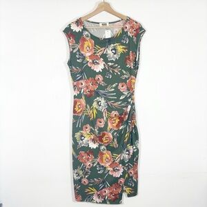 NWT Verse Saskia Floral Faux Wrap Dress Green Sz L